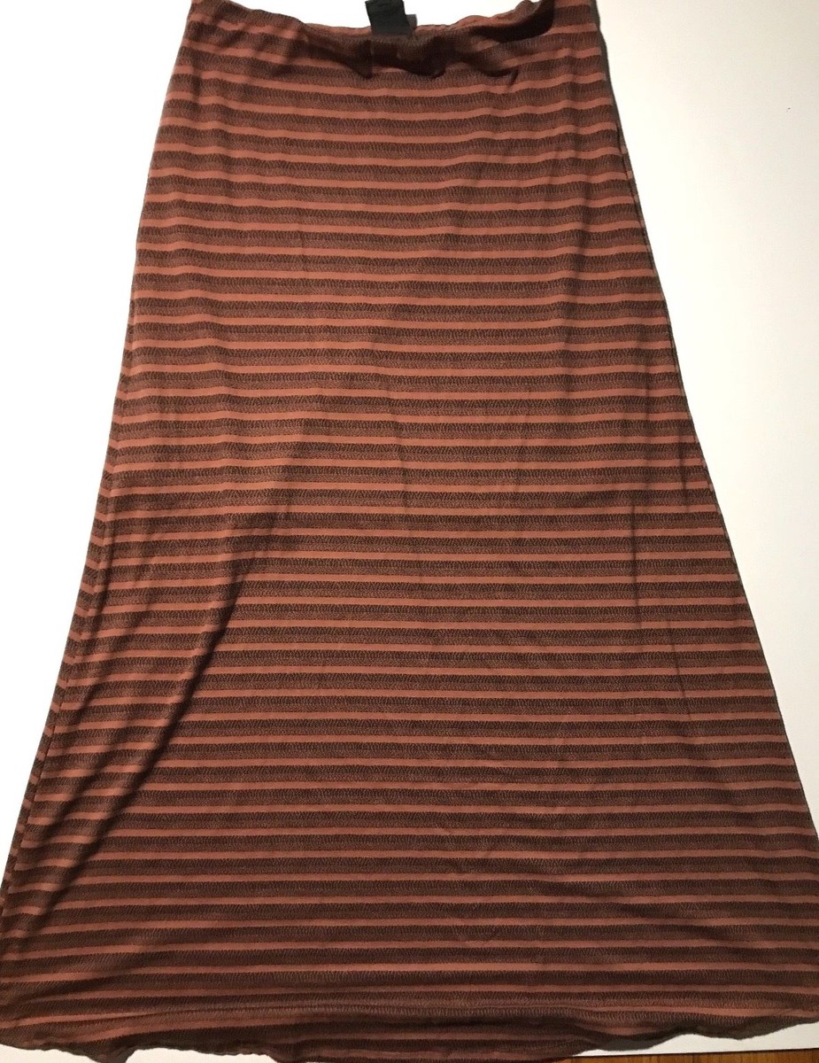 BOBEAU Brown On brown Striped Maxi Skirt Sz M