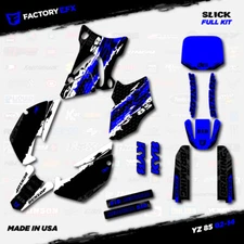 White & Blue Slick Racing Graphics kit fits 02-14 Yamaha Yz85 YZ 85 # Decal