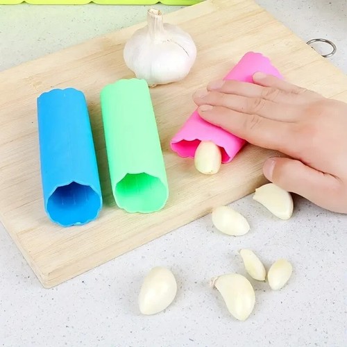 Silicone Garlic Cloves Peeler Skin Remover Press Roller Kitchen Tool 2 PK Green