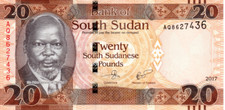 South Sudan 20 Pounds 2017 UNC Banknote P-13c Prefix AQ Paper Money