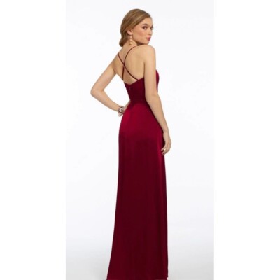 green emerald velvet dress Alexander by Daymor - 850 Bow Accent Off Shoulder Evening Dress 6 / Cranberry main image 1