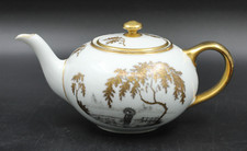 Schönwald Teekanne Kanne asiatisches Motiv Geisha Goldrand Porzellan H 12,5 cm