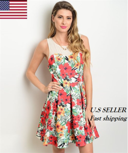 red and white fit and flare dress