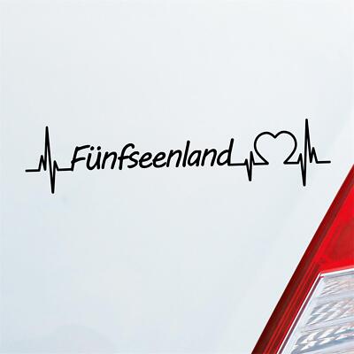 Auto Aufkleber Fünfseenland Puls Herzschlag mit Ferien Region Motiv 19x5 cm Stic