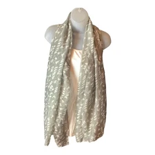 Bird Print Gray & White Scarf Shawl Wrap  64x33 Inches Fashion Rectangle