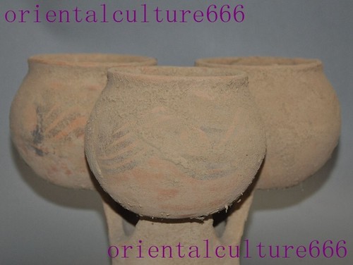 8,8"Ancien Majiayao Culture vente en gros Poterie Fengshui Trois Crock Réservoir Pot Bidon Pot