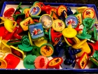 Vintage Lot of 85 Advertising Gumball Rings - Hong Kong - Pepsi Coke Sprite 7-UP