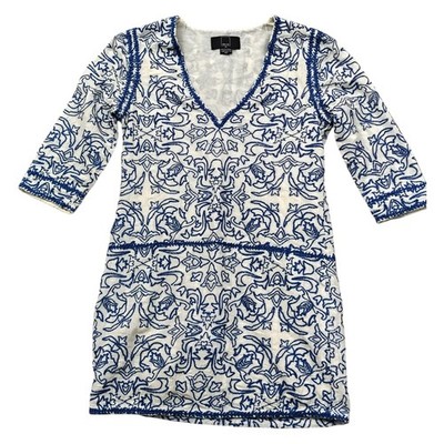 Dolce Vita Lace Mini Dress Women's Medium Blue White Cottagecore Boho Cotton