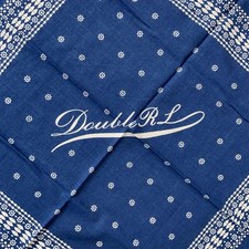 RRL Ralph Lauren Indigo Logo Printed Bandana 22FW Cotton 49 50cm Casual New