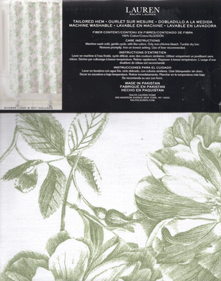 Ralph Lauren Fabric Shower Curtain Camellia & Butterflies Green