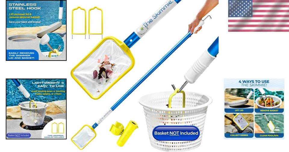 Ultimate Pool Skimmer Net & Pole: 53" con malla fina y características de liberación rápida Foto 2 de 4