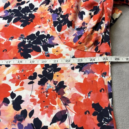 Talbots Top Tee Women Size 3X Multicolor Red Floral Blouse T-Shirt 100% Cotton - Picture 4 of 12