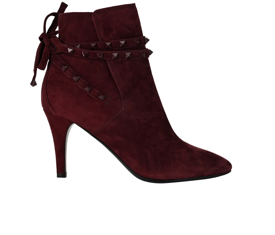 Valentino Rockstud Ankle Boots Purple Suede Womens 3