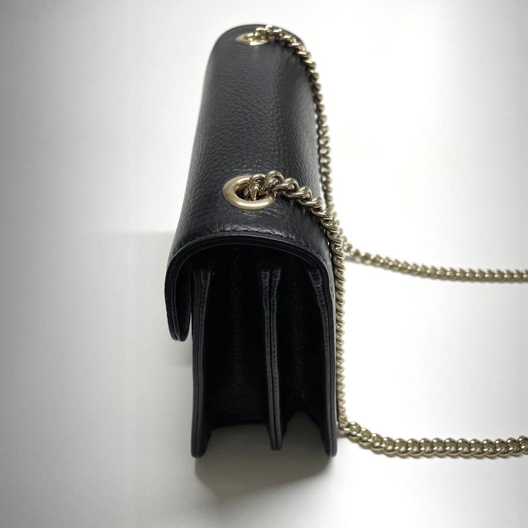 GUCCI Interlocking G Chain Shoulder Bag Black Leather — image 5