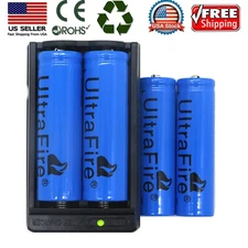 4pcs 18mm*65mm Rechargeable Batterie.s Li-ion 3.7V  +1pcs charger