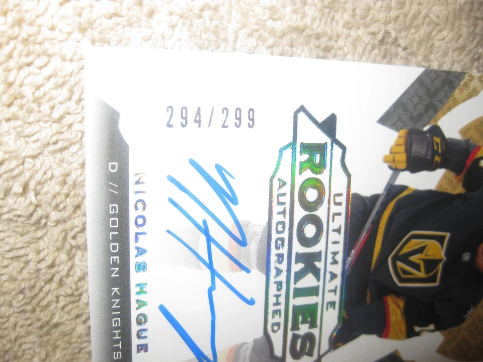2019-20 Ultimate Collection Nicolas Hague /299 Ultimate Rookies Auto #182 Vegas - Image 2 of 3
