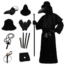 Plague Doctor Costume Set 8 in 1 Plague Doctor,Cloak and Masks Scary Hallowee...