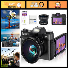 4K Compact Digital Camera for YouTube Vlogging, Night Vision, 16X Zoom, Anti-Sha