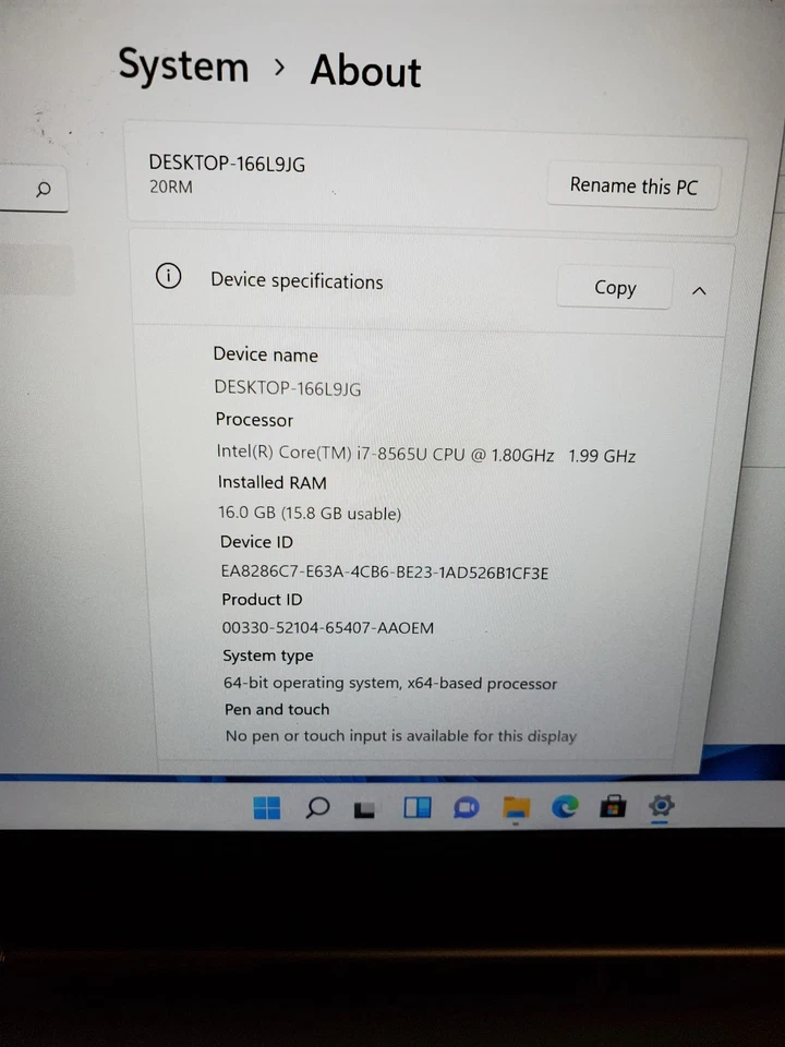 Portátil Lenovo ThinkBook 14s-IWL 14" i7-8565U 16GB RAM 512GB SSD Win11 #69 Foto 2 de 4