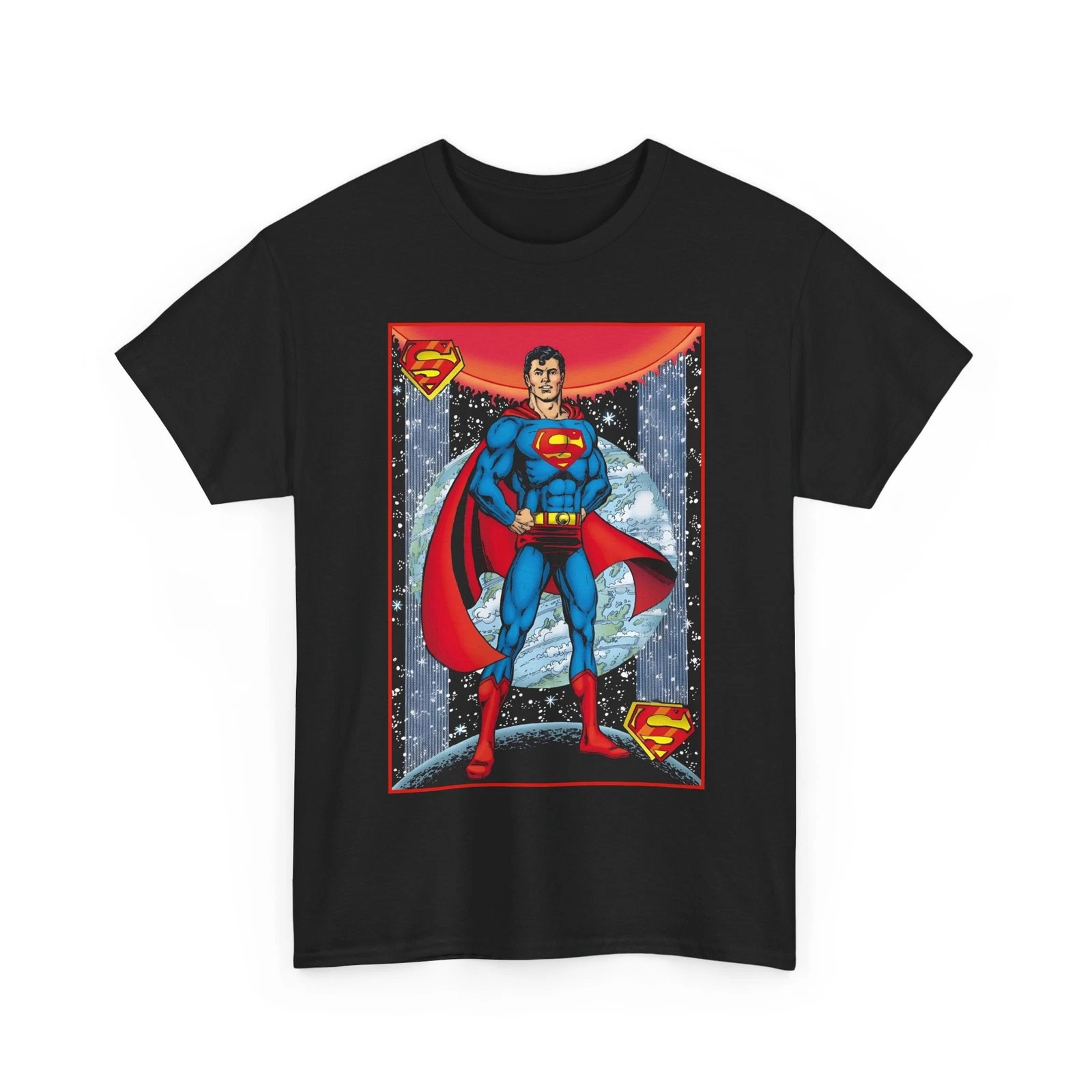 Superman T-Shirt - George Perez Justice League Postcard Art - DC Comics - 1980s