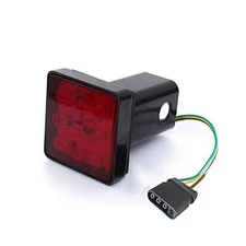 CZC AUTO Red Lens Trailer Hitch Cover with 12 LED Brake Light Fit 2" Receiver 