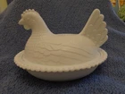 Vintage Indiana Glass Hen on Nest White Milk Covered Chicken Candy Dish 7”