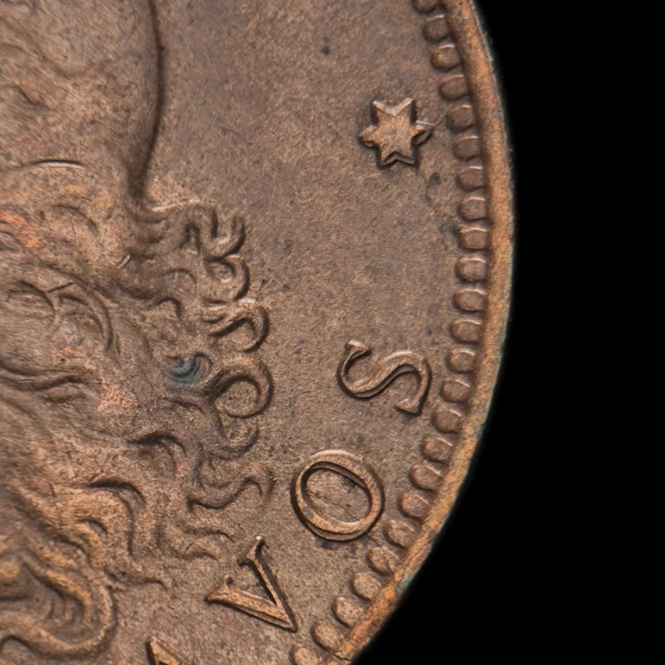 ARGENTINA. 1891, 2 centavos - Liberty of Oudiné, 91 sobre 91 RPD variedad, DDO Foto 3 de 4