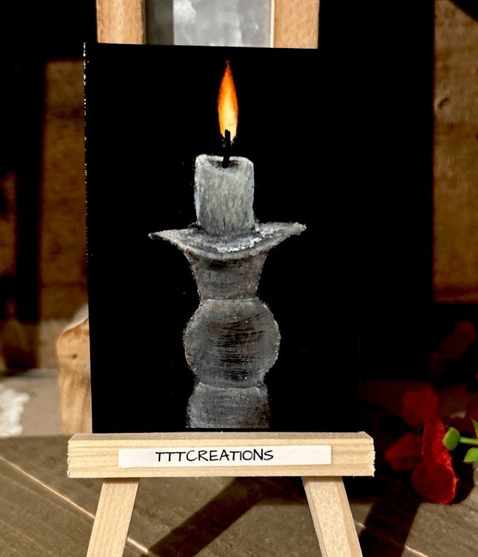 ACEO Original Mini Candlestick Painting By TTT Art Acrylic July Series 2026