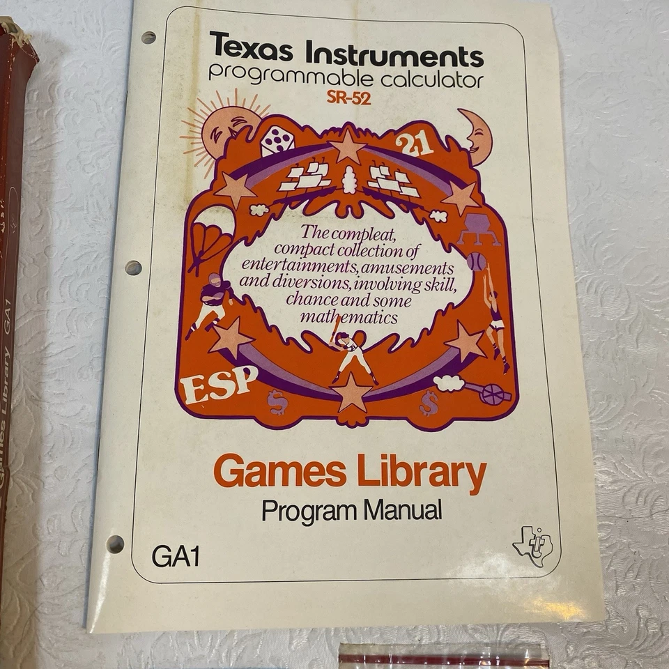 LOT Texas Instruments TI SR-52 Manuals Magnetic Cards Cases Games Library Math - Image 4 of 4