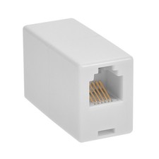 RJ12 6 Pin Modular Telephone Coupler Straight Thru White