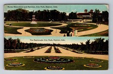 Denver CO-Colorado The Esplanade City Park Monument Pavilion Vintage Postcard