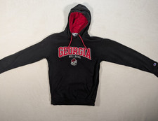 Georgia Bulldogs Hoodie Sweatshirt S Black Champion NCAA Football Uga Bulldog