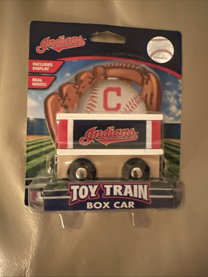 Cleveland Indians Box Car Toy Train Real Wood w/ Display Stand MLB HTF RARE New 