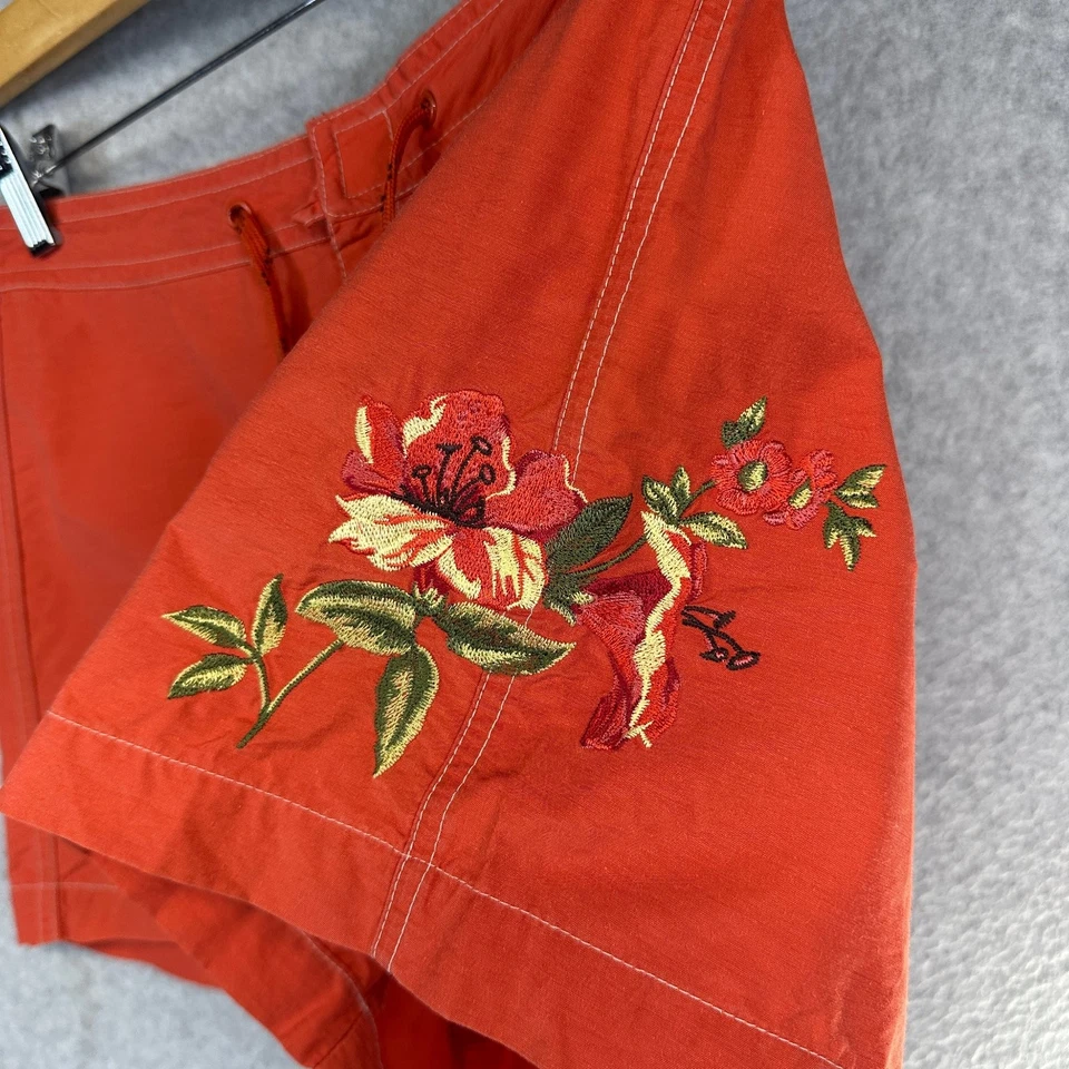 GAP Mujer Board Shorts Traje de Baño Rojo Pequeño Algodón Nylon Floral Bordado Foto 2 de 4