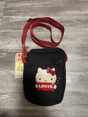 Hello kitty Levi's Crossbody Bag Red and Black Adjustable Strap Pockets Logo
