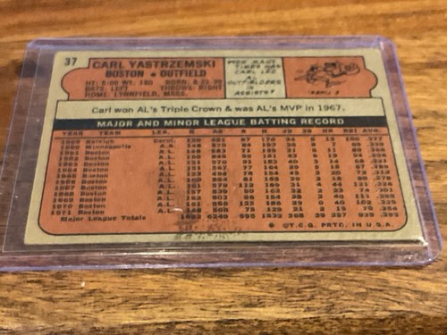 1972 Topps #37 Carl Yastrzemski Boston Red Sox Hall of Fame VG - Picture 4 of 4