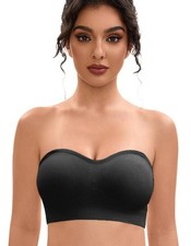 Strapless Push-Up Bra Women Seamless Wirefree Padded Tube Top Black