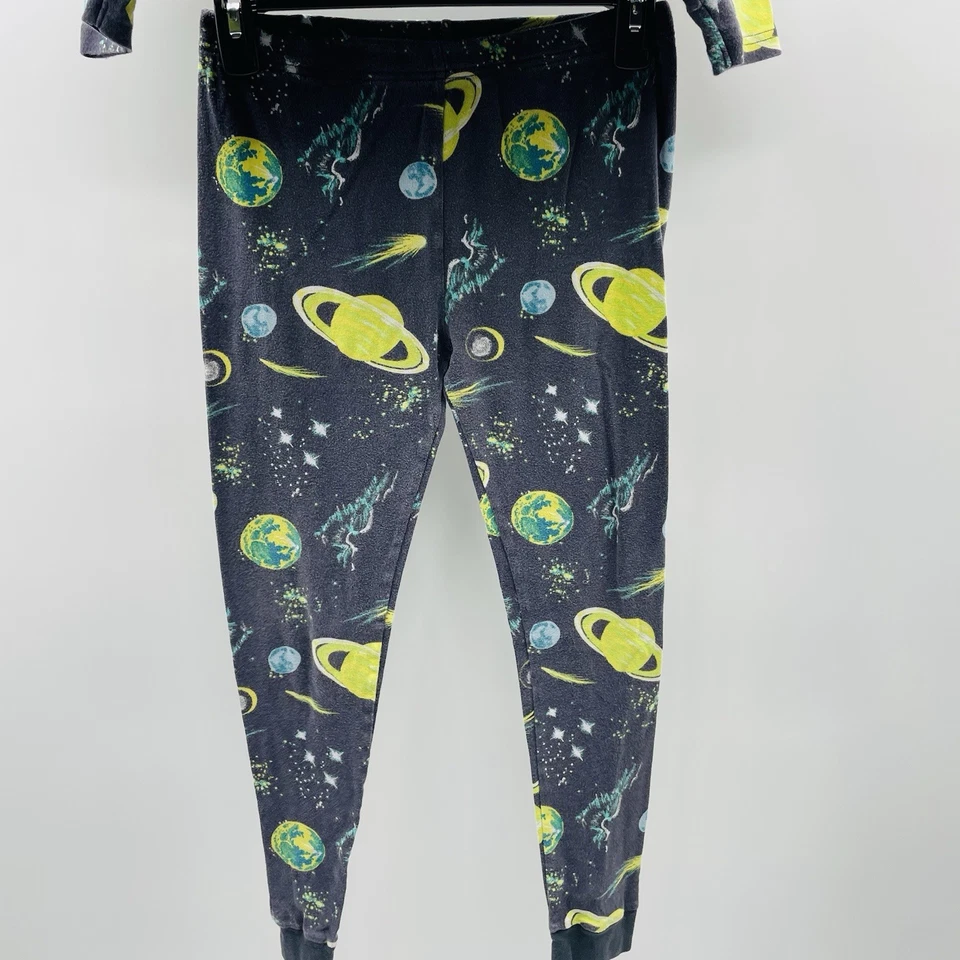 Pijama de algodón gris calce ceñido Carters para niños jóvenes talla 14/14A 2 piezas espacio exterior Foto 3 de 4