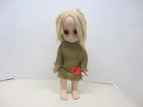 Vintage 1965 LITTLE MISS NO NAME Doll with Tear and Burlap Dress with Panties
