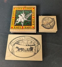 Lot Of 3 Vintage Inkadinkado Stampa Rosa Christmas Holiday Rubber Stamp