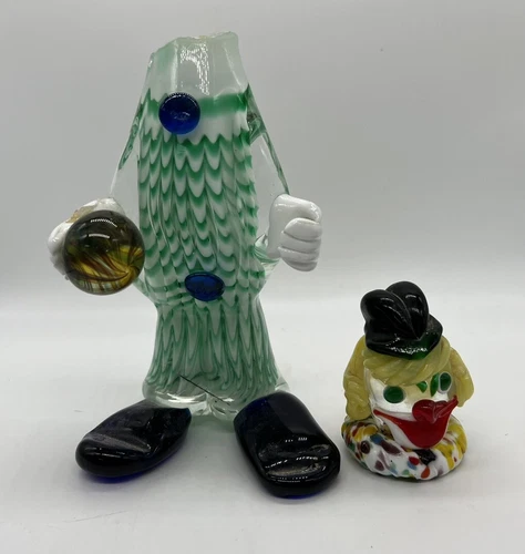Imperfect Murano Hand Blown Glass Clown Repairable READ Colorful Art Vintage