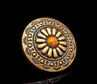 10X Vintage Brass Tribal Flower Cowboy Leathercraft Belt Saddle Turquoise Concho