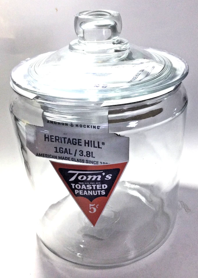 New Vintage style Toms Peanuts Decal on a New 1 GallonWide Mouth Glass Jar W/Lid - Image 2 of 4