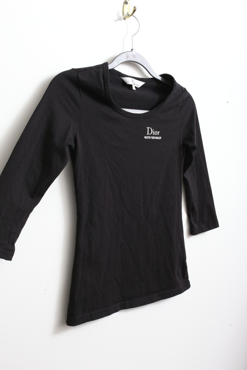 EUC S Christian Dior Uniforms Solid Black Stretch Blouse 