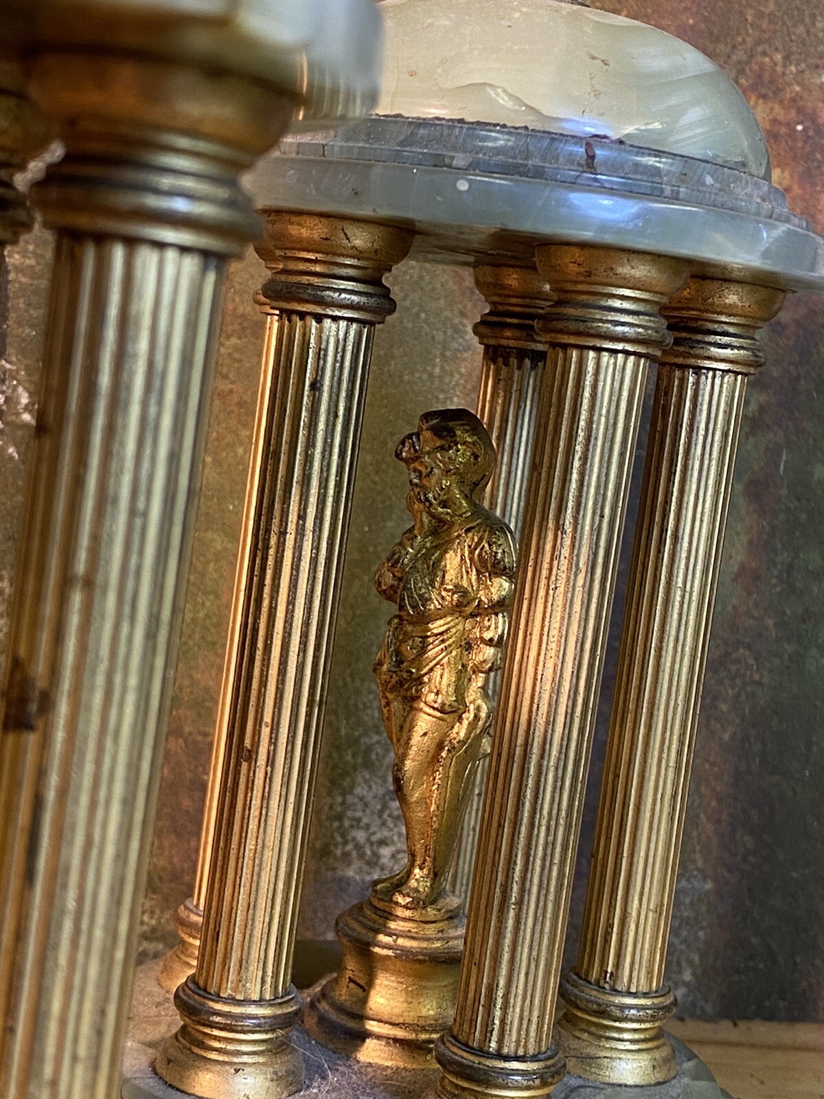 Antique Onyx Brass Tolos Pair Table Lamps eBay