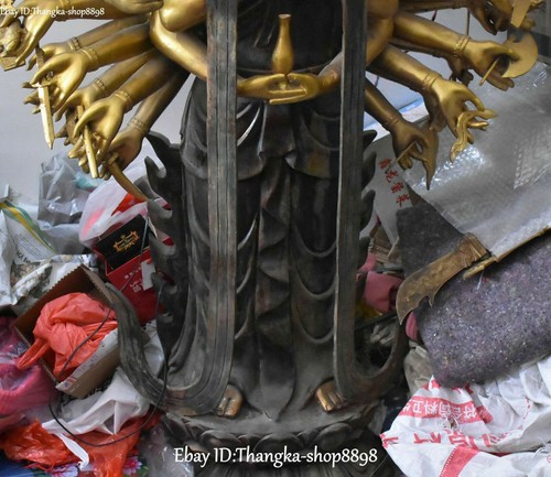 83"Purple Bronze Gilt Buddhism 1000 Arms Avalokiteshvara Guan Yin Goddess Statue - Picture 5 of 10