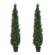 2pc  3/5Ft Cedar Pine Artificial Topiary Tree Christmas Home Decor UV Brand New-