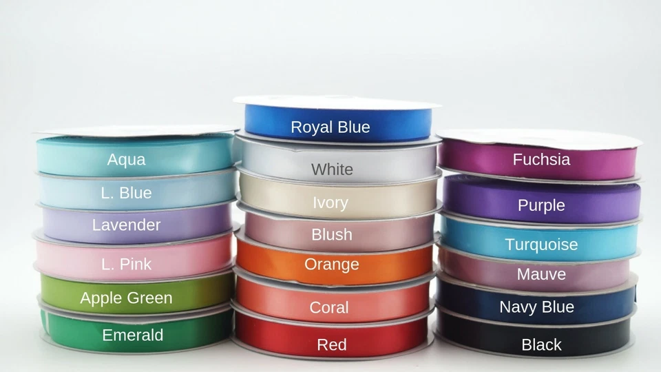 1/4" 3/8" 5/8" 7/8" 1.5" Single Face Satin Polyester Ribbon Crafts 50 100 Yards - Image 2 of 3