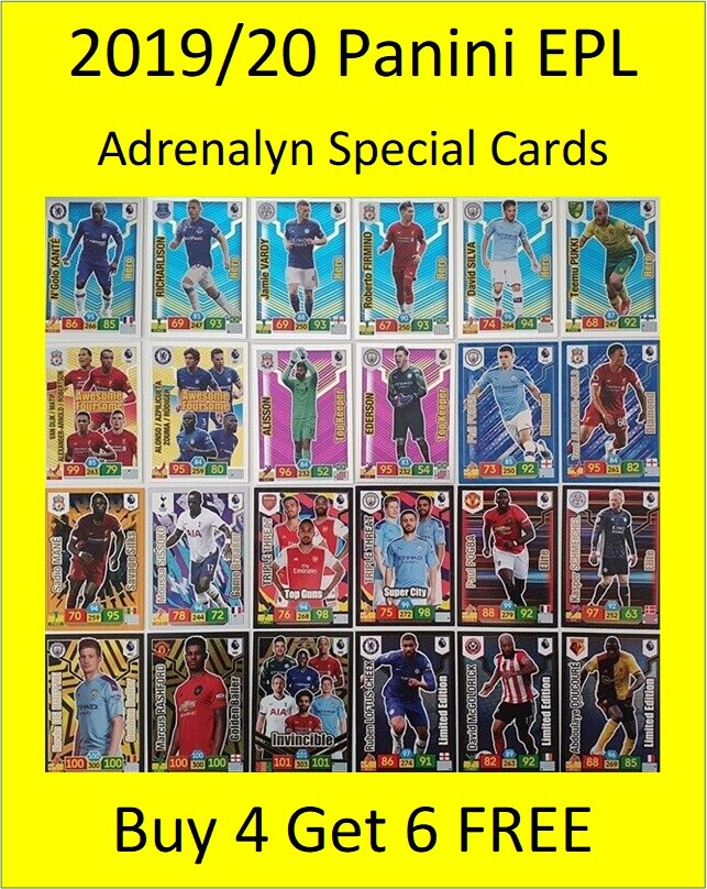 2019/20 Panini Adrenalyn EPL Soccer Cards - Special Foil Cards Buy 4 Get 6 FREE