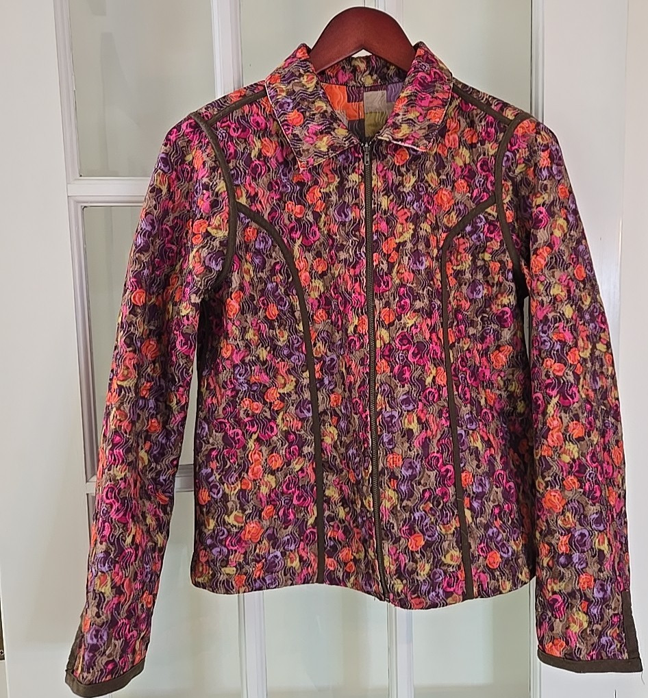 Reversible Multicolor Full Zip Jacket Patchwork C… - image 5